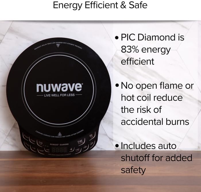 Nuwave Diamond Induction Cooktop, New & Improved Electric Burner with Probe, 91 Temps 50°F to 500°F, 6.5” Heating Coil, Shatter-Proof Ceramic Glass, 3 Wattage Settings, Ideal for Dorms, RVs & Apts - Image 5